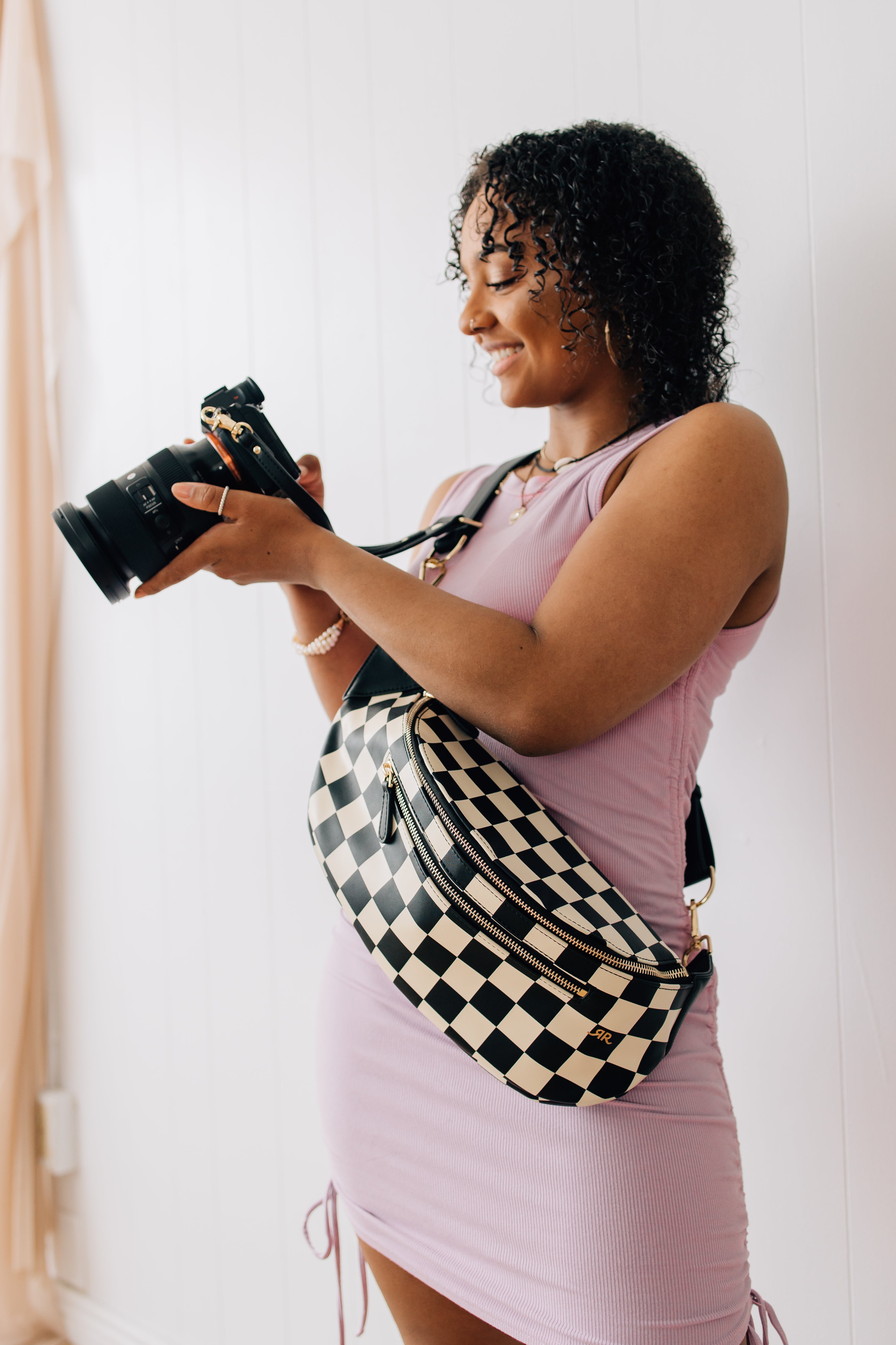 LIMITED EDITION Black and Cream Checkered Sidekick